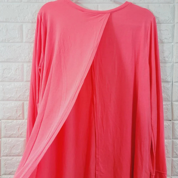 GapFit Women's Back Wrap Crew Neck Tee Shirt Long Sleeve Coral Size XL - Picture 5 of 5